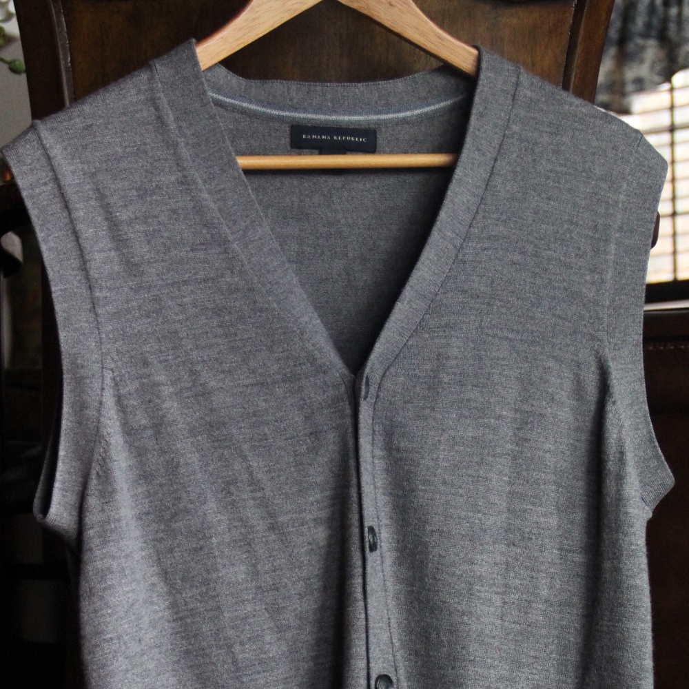 Banana Republic Grey Merino Extra Fine Wool Vest